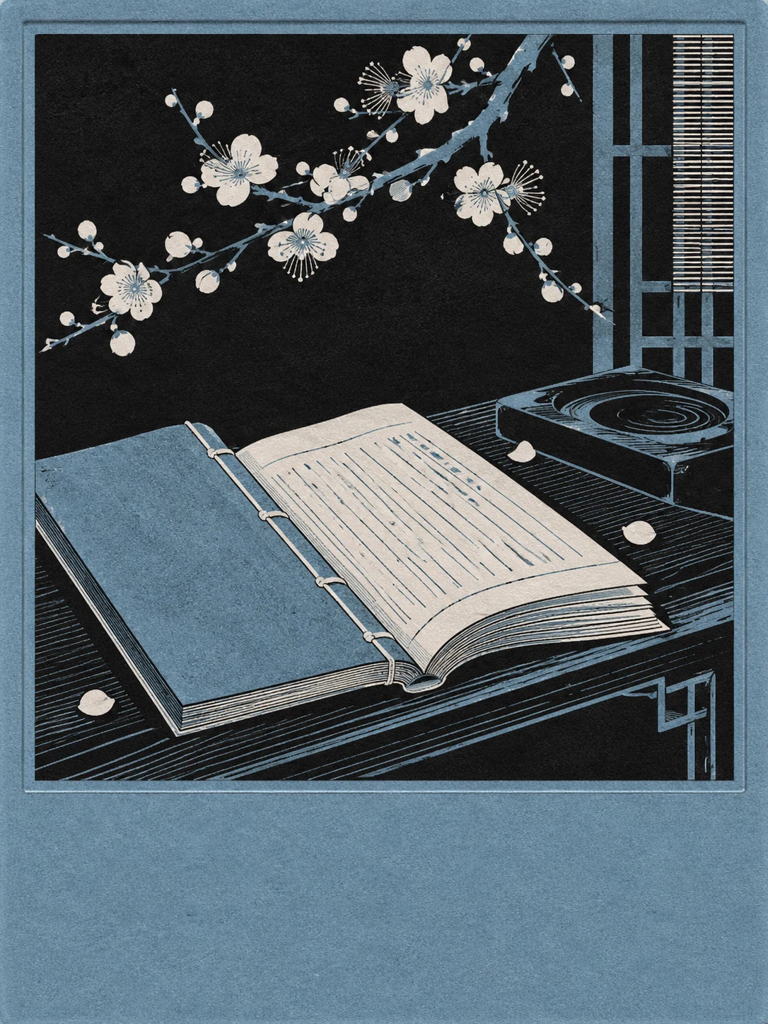 典籍主題的當代線描插畫海報