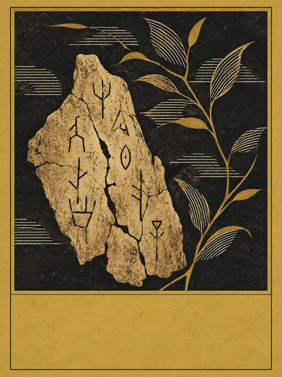 甲骨文主題的當代線描插畫海報